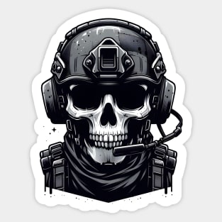 Tactical Skull Dominance Tee: Where Strength Meets Edgy Elegance Sticker